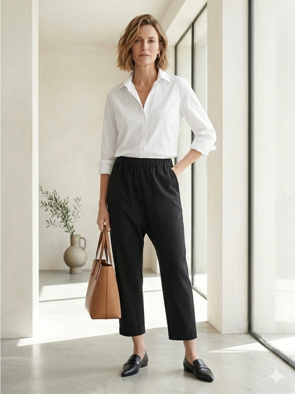 COS Black Wool Drop Crotch Cropped Harem Pants - US 10